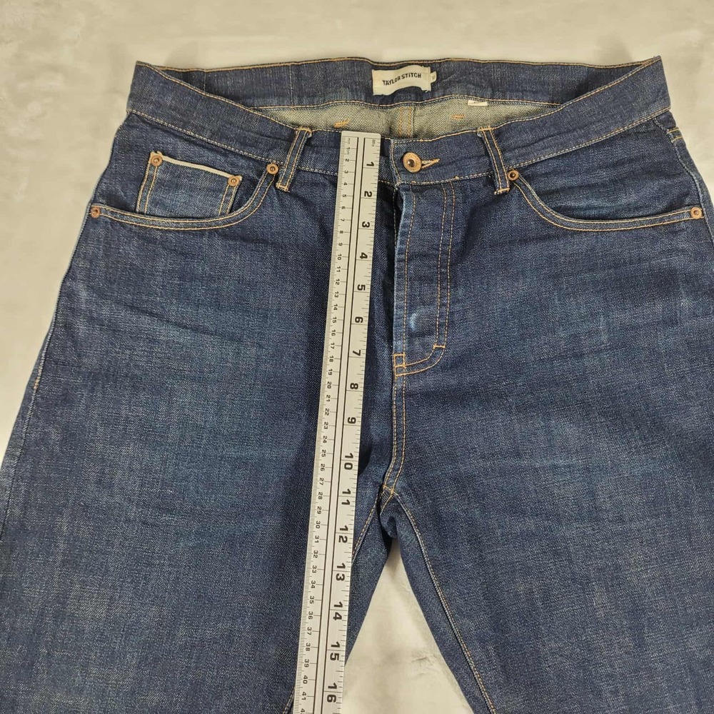 Taylor Stitch Jeans Men's 33 Blue Denim Slim Mid Rise Button Fly Casual Comfort - Picture 3 of 14